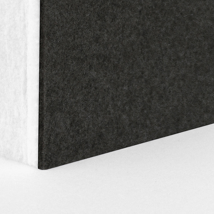detail of white core with dark grey felt face