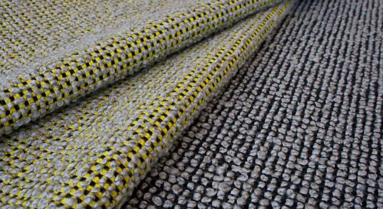 yellow and black upholstery textiles with small pattern