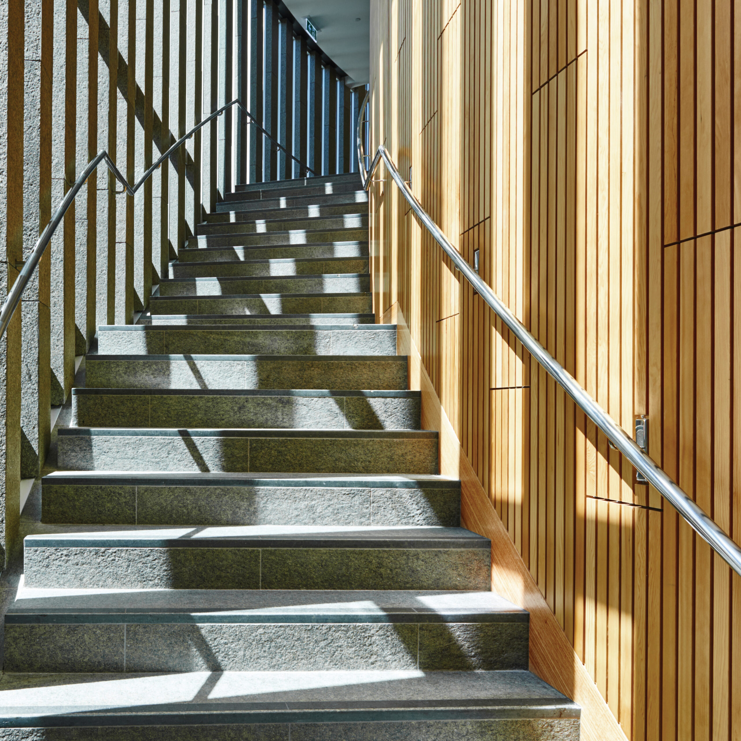 sound absorbing Timber panel in stairwell