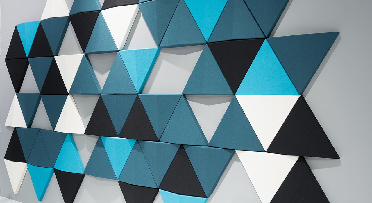 triangular acoustic tile in various colors