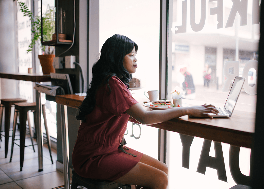woman working at coffee shop