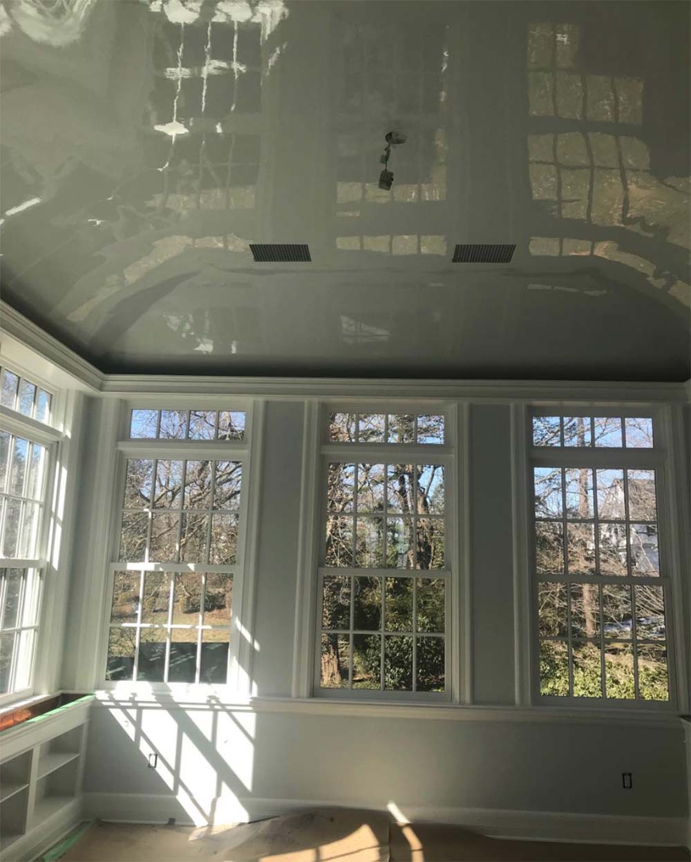 high gloss ceiling in a home office