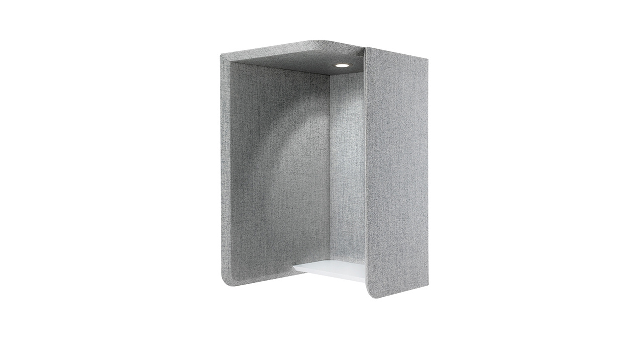 grey sound absorbing wall both with light facing left