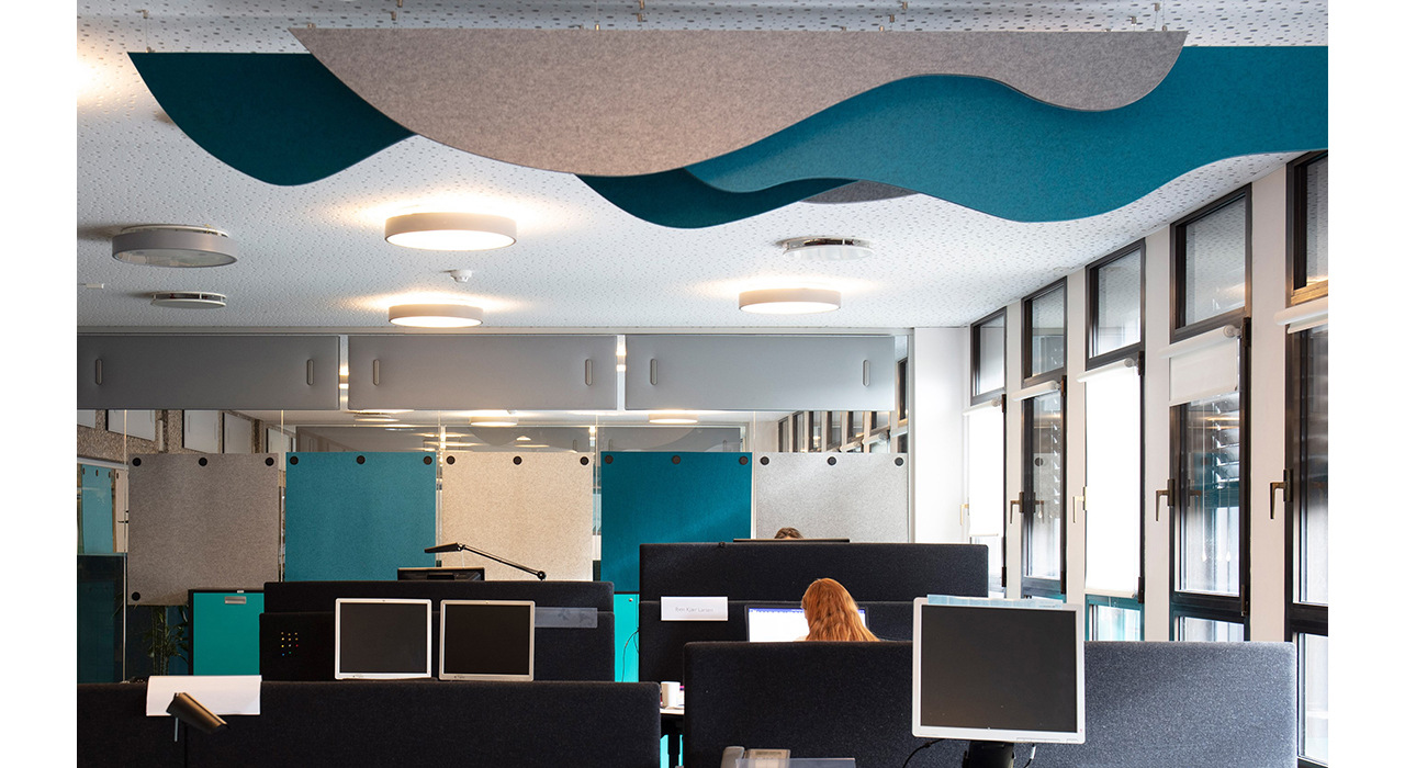 ceiling felt baffle in office