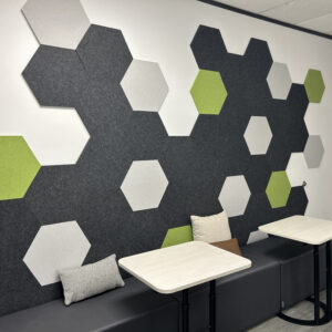 multi-colored Design Studio self adhesive acoustic wall tiles in Indeco Office
