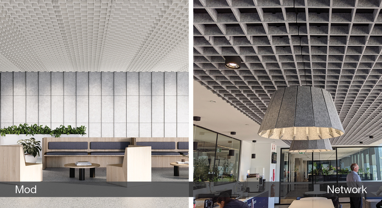 sound absorbing drop ceiling tiles in multiple profile designs