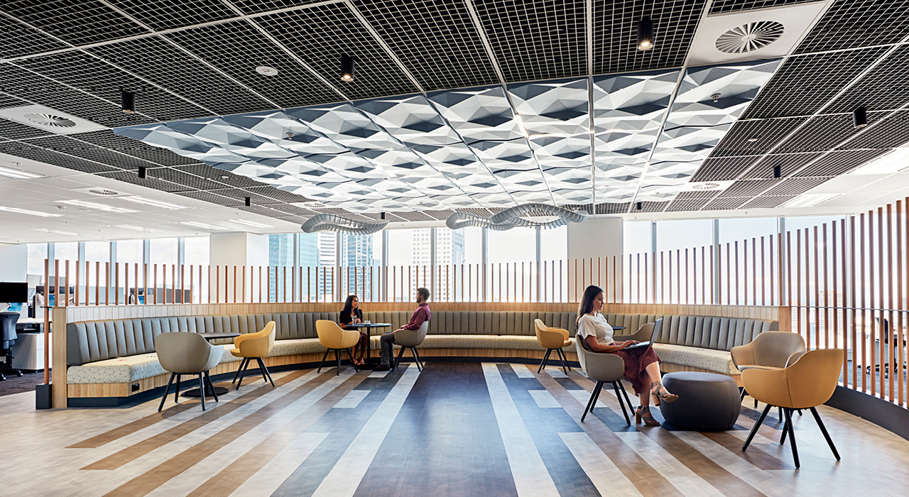 Victoria Government light-blue acoustic ceiling tiles