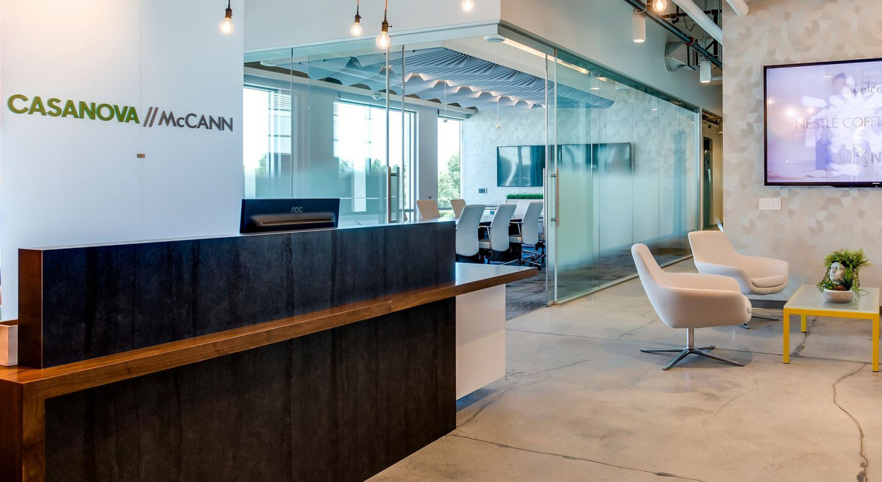 Casanova McCann Offices Lobby Sculpt Peak Above Conference Table