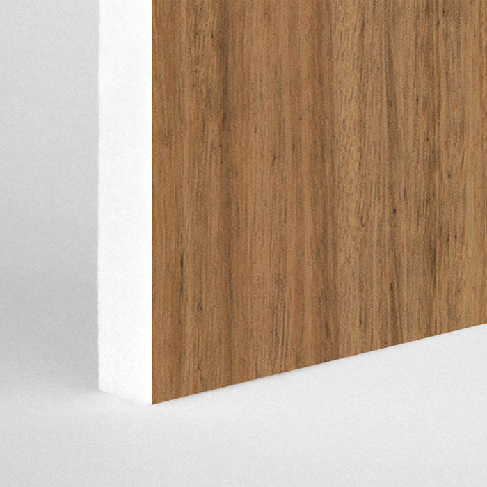 warm wood grain print on white acoustic panel