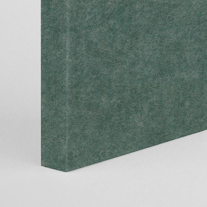 corner of a green acoustic panel