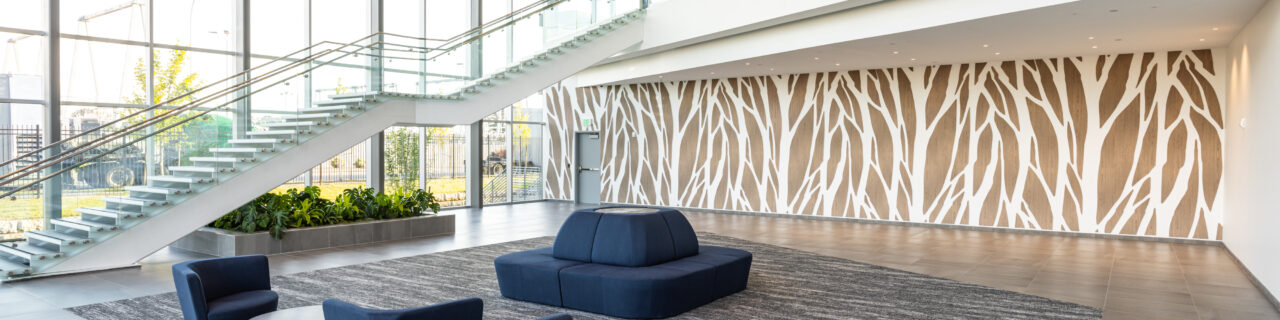 custom acoustic digitally printed panels in Hillsboro Lobby