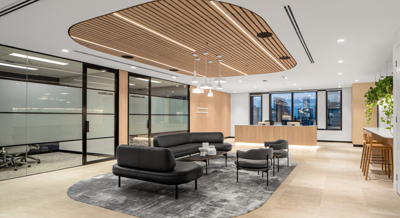 ecoustic Blade Ceiling Tile featured in Robert Walters workplace lobby