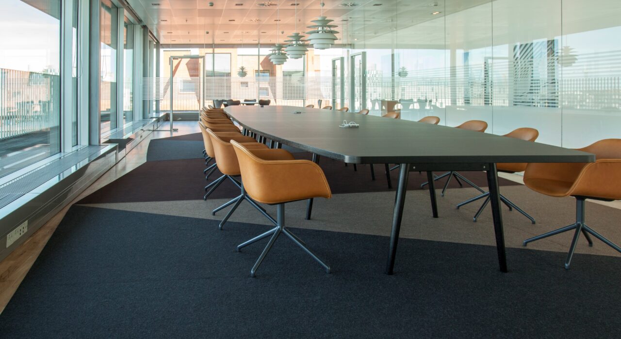Fraster Felt Rug under conference table and chairs in Copenhagen workplalce