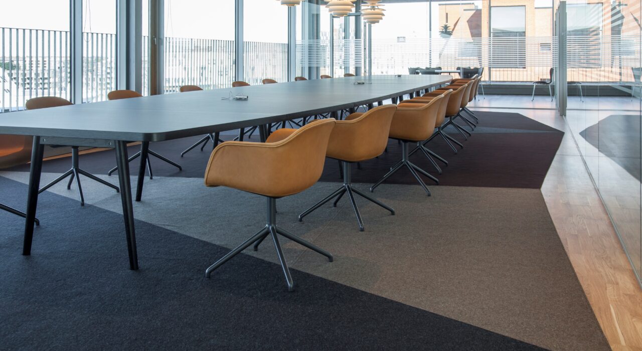 custom cut Fraster Felt acoustic Rug under conference table in Copenhagen office
