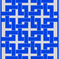 blue and white squares interlocking pattern design