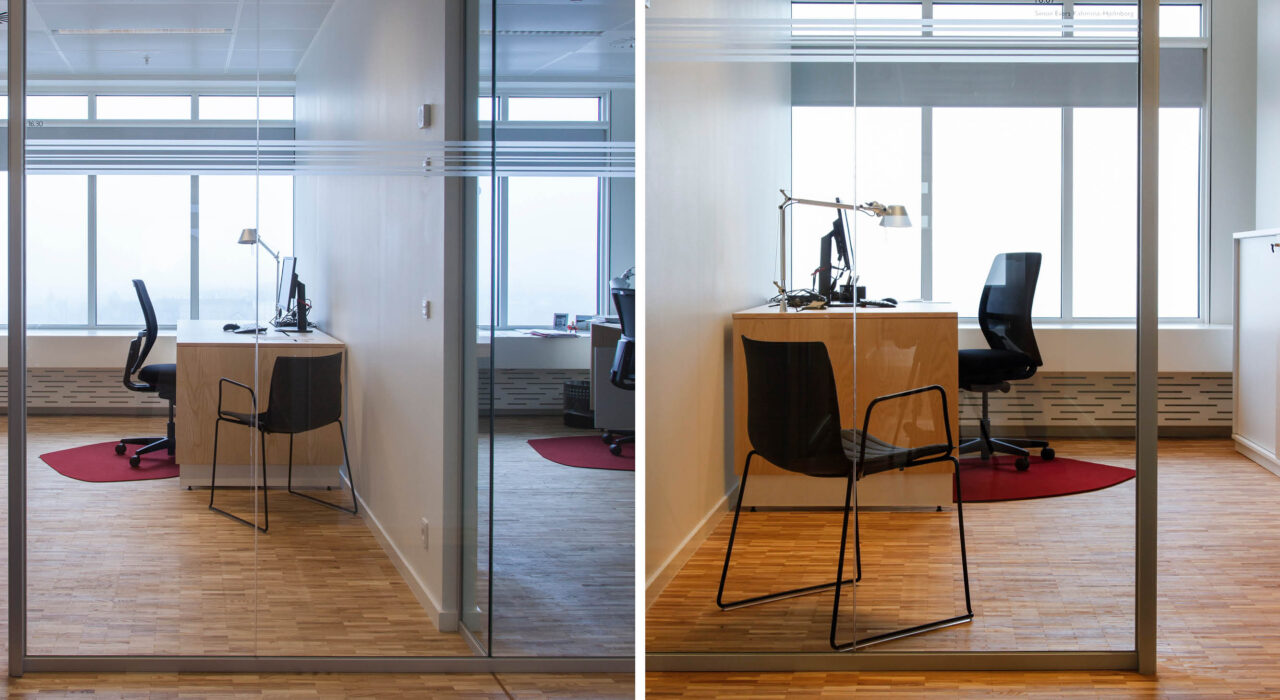 Fraster Felt Rug in Out of Shape style under desk in Bech Bruun