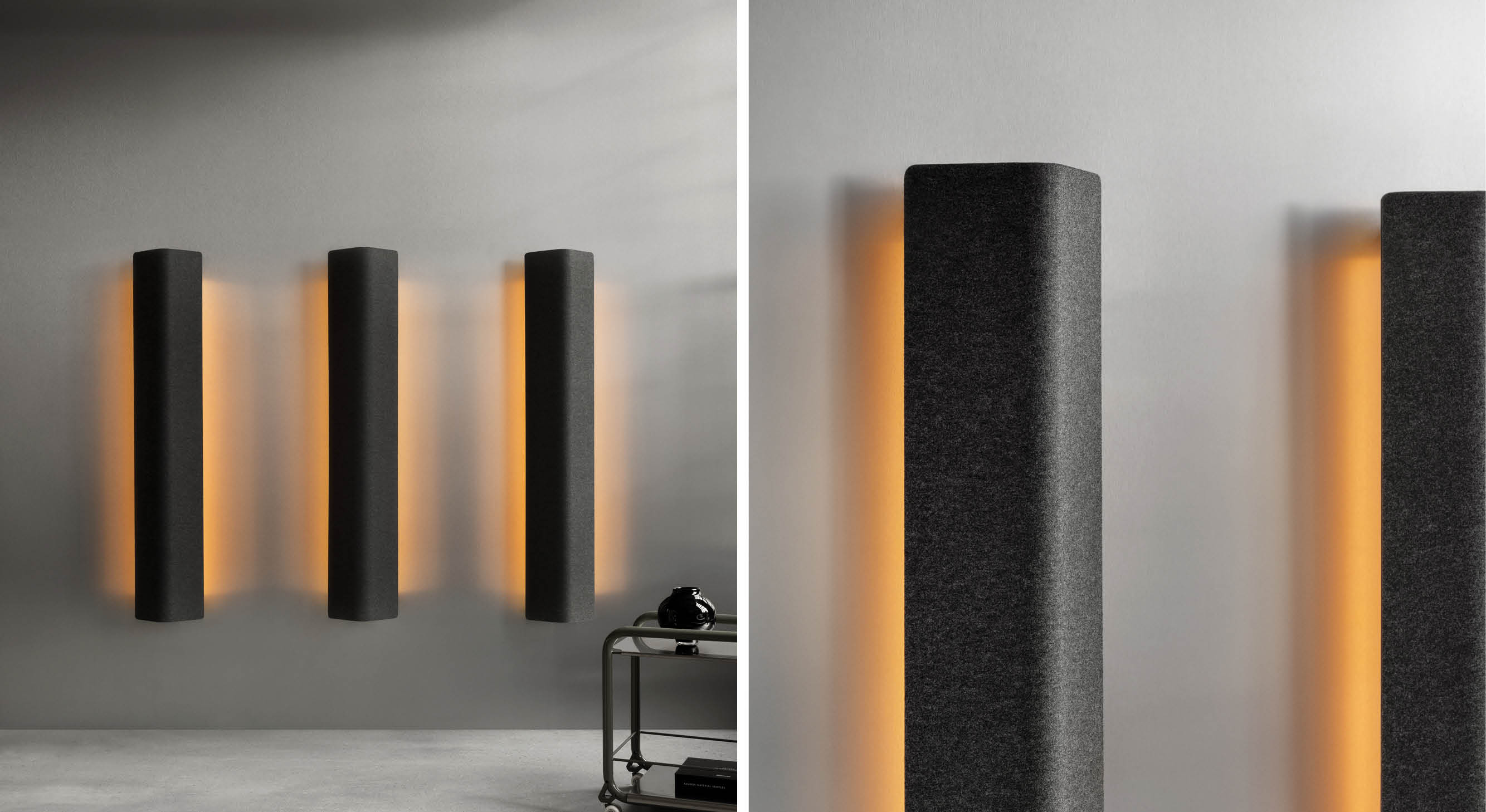 several dark grey acoustic wall light sconces with detail image